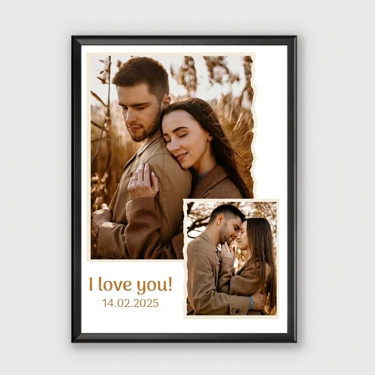 Quadro personalizzato con 2 foto e una frase - Ti amo!
