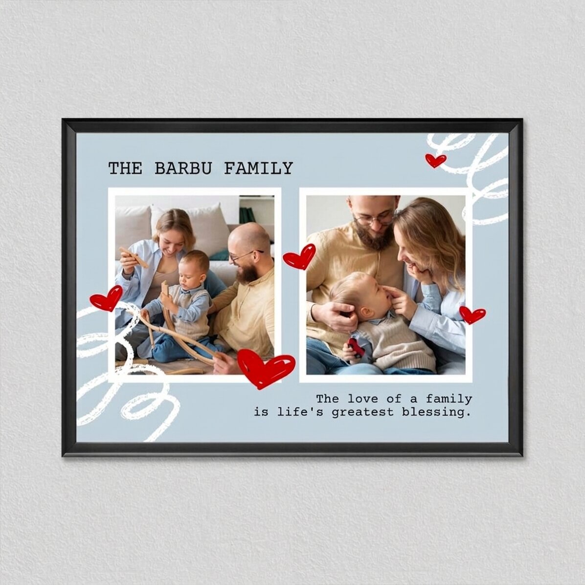 Quadro personalizzato con 2 foto e testo - Family