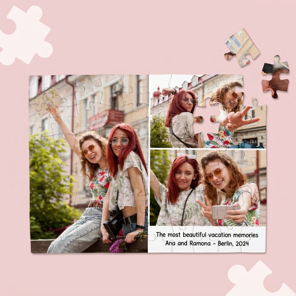 Puzzle personalizzato con 3 foto e testo