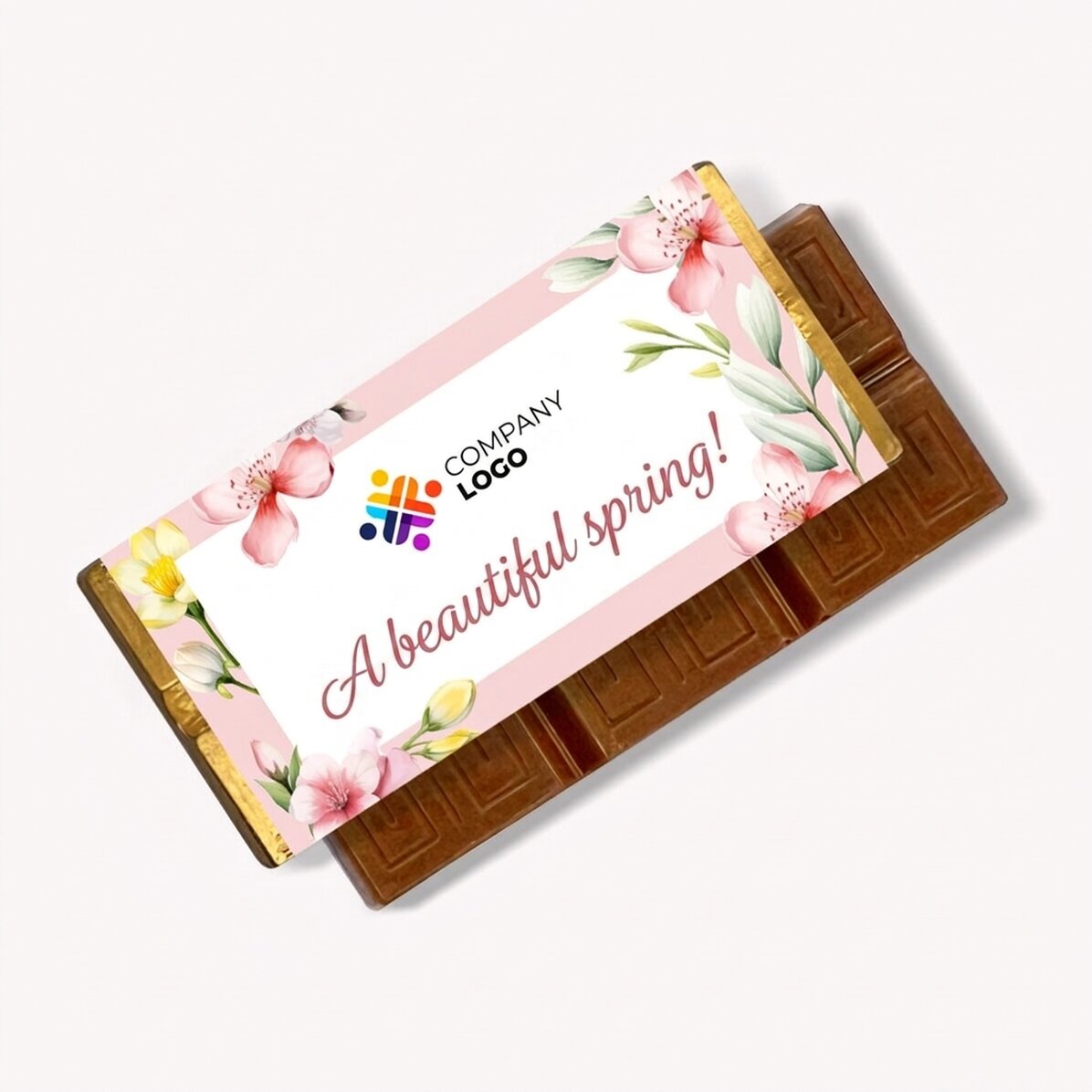 Mini tavoletta di cioccolato personalizzata con messaggio e logo - Primavera