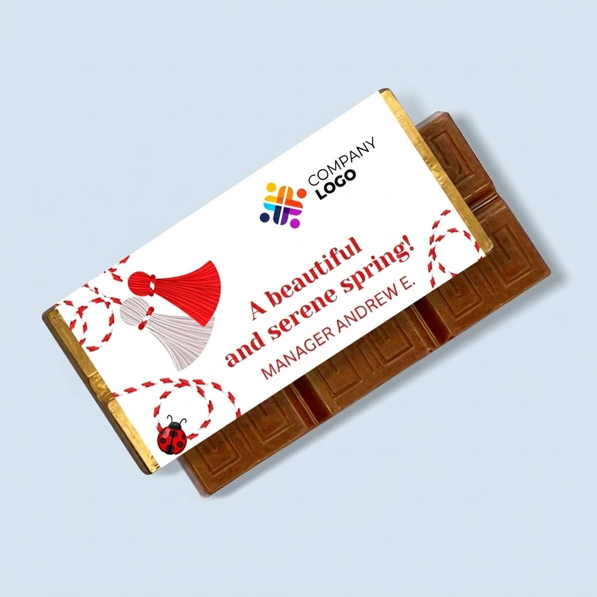 Mini tavoletta di cioccolato personalizzata con messaggio e logo