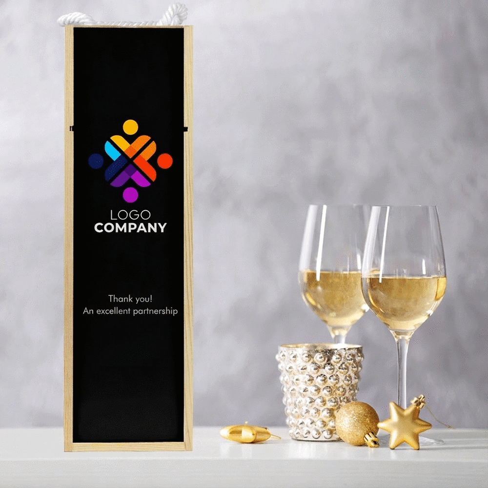 Scatola per vino personalizzata con logo e testo
