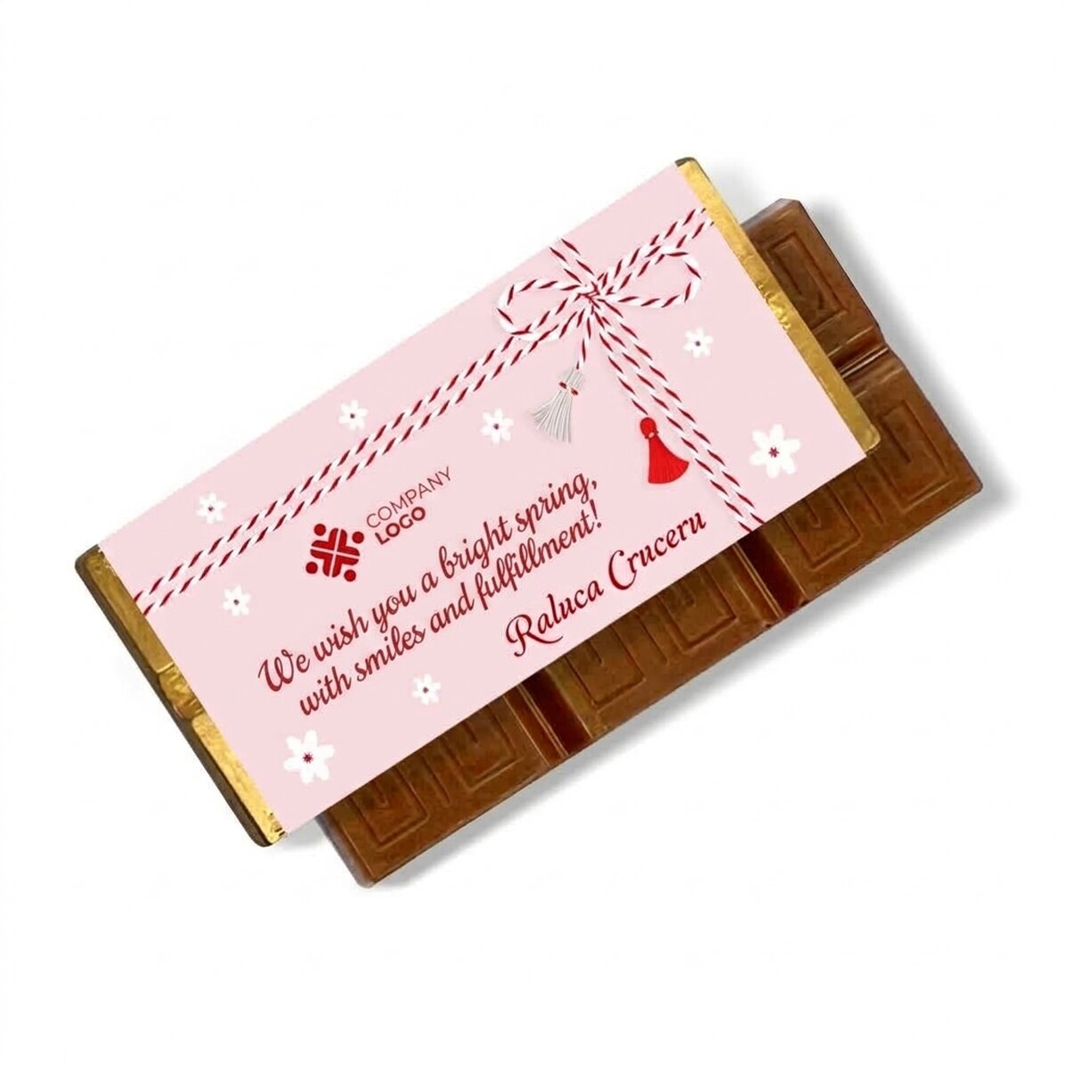 Mini tavoletta di cioccolato personalizzata con logo e messaggio - 1° marzo