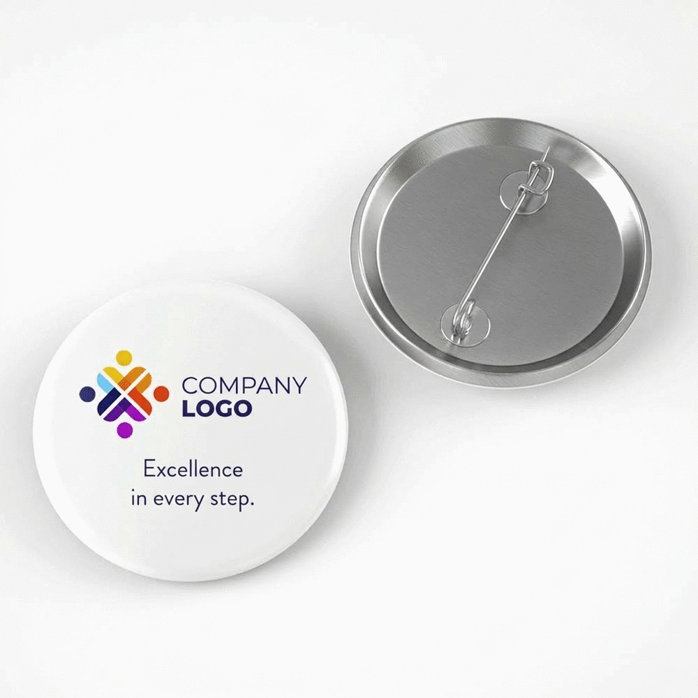Distintivo personalizzato con logo orizzontale e testo