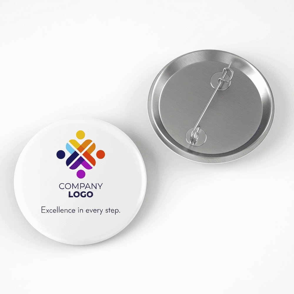 Distintivo personalizzato con logo verticale e testo