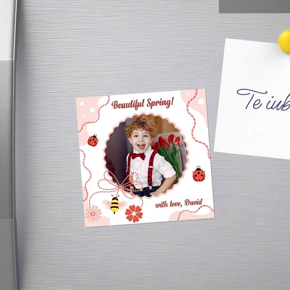 Magnete 10x10 personalizzato con una foto e un testo - 1° marzo