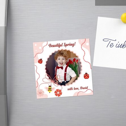 Magnete 10x10 personalizzato con una foto e un testo - 1° marzo