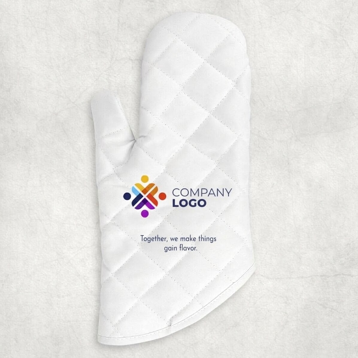 Guanto da cucina personalizzato con logo e testo