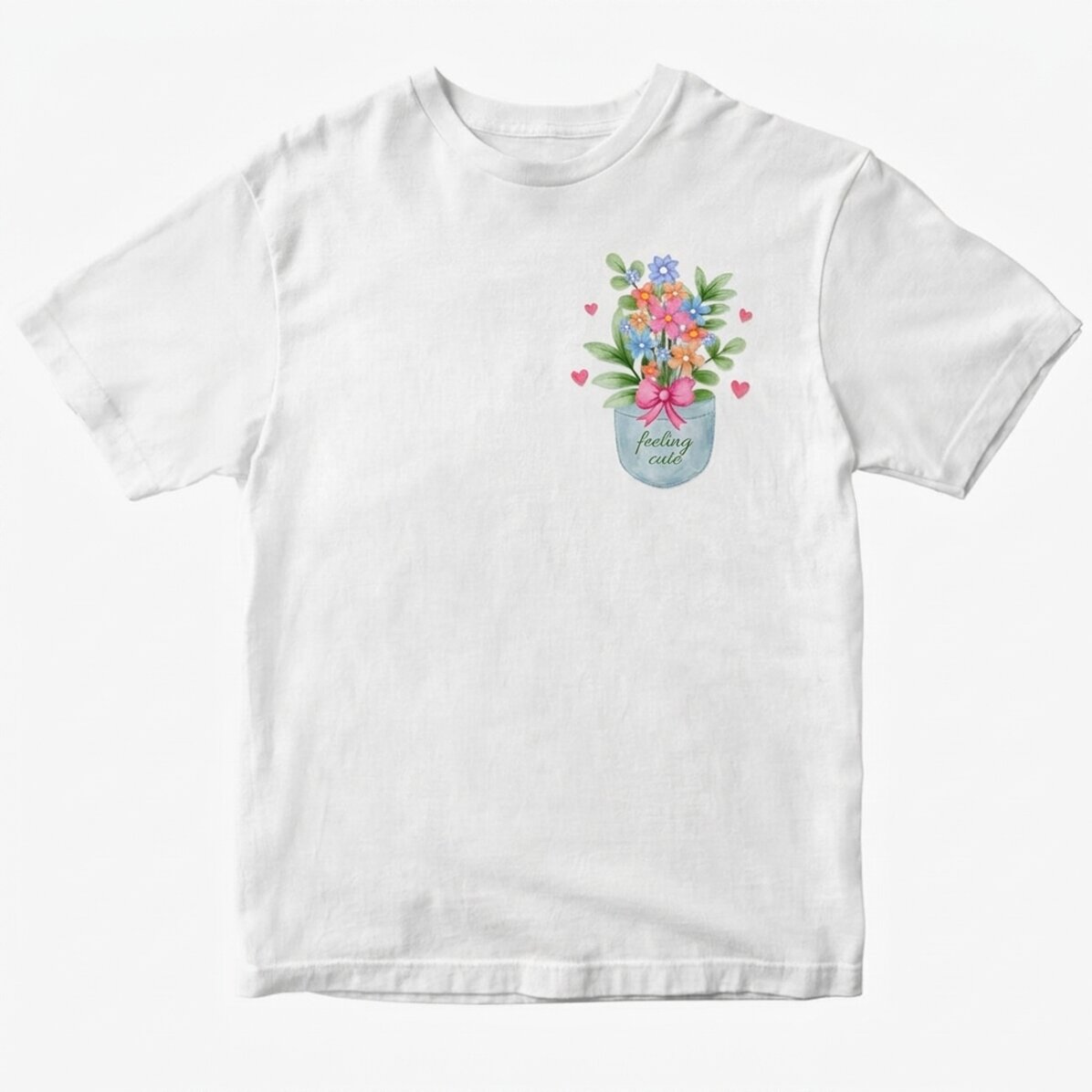 Maglietta in cotone personalizzata con scritta - Pocket flowers