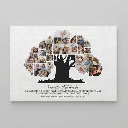 Quadro su tela personalizzato in formato orizzontale con foto e testo - La nostra famiglia