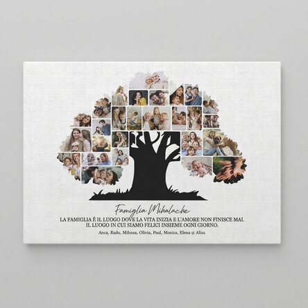 Quadro su tela personalizzato in formato orizzontale con foto e testo - La nostra famiglia