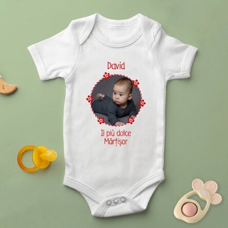 Body per bambini personalizzato con una foto e una scritta