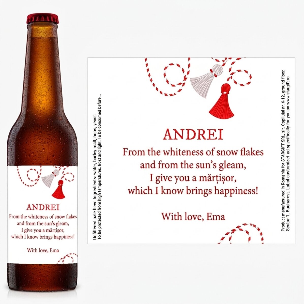 Birra personalizzata con messaggio