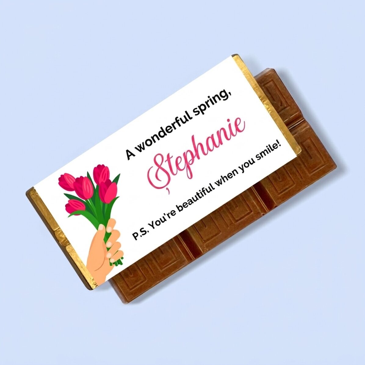 Mini tavoletta di cioccolato personalizzata con messaggio - Fiori di primavera