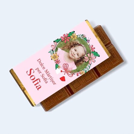 Mini tavoletta di cioccolato personalizzata con messaggio e foto