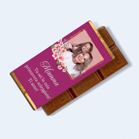 Mini tavoletta di cioccolato personalizzata con messaggio e foto - Mia cara