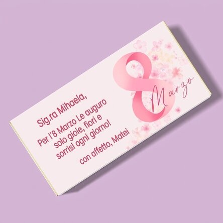 Cioccolato personalizzato con messaggio - Messaggio per l'8 marzo