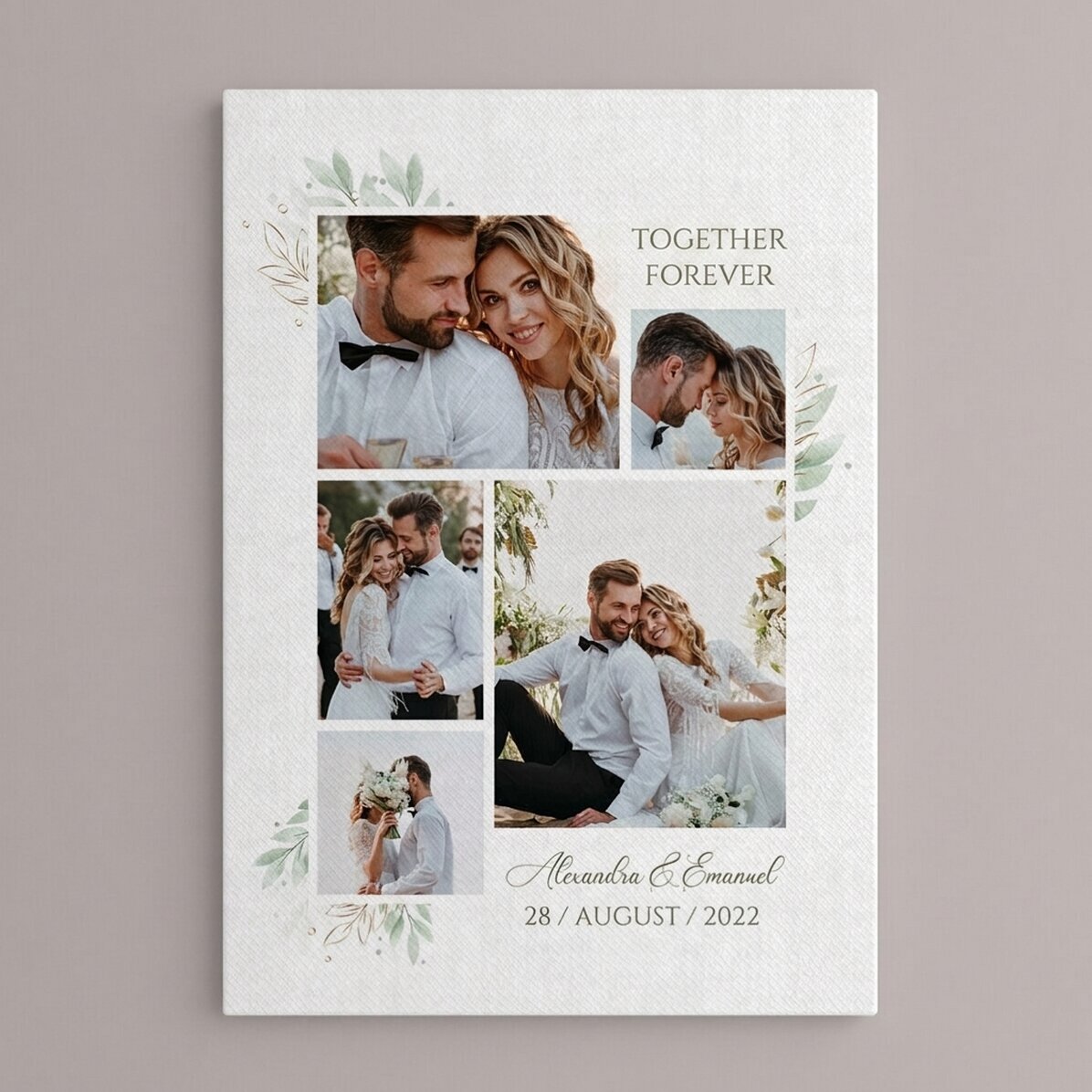 Quadro su tela personalizzato con foto e testo - Matrimonio