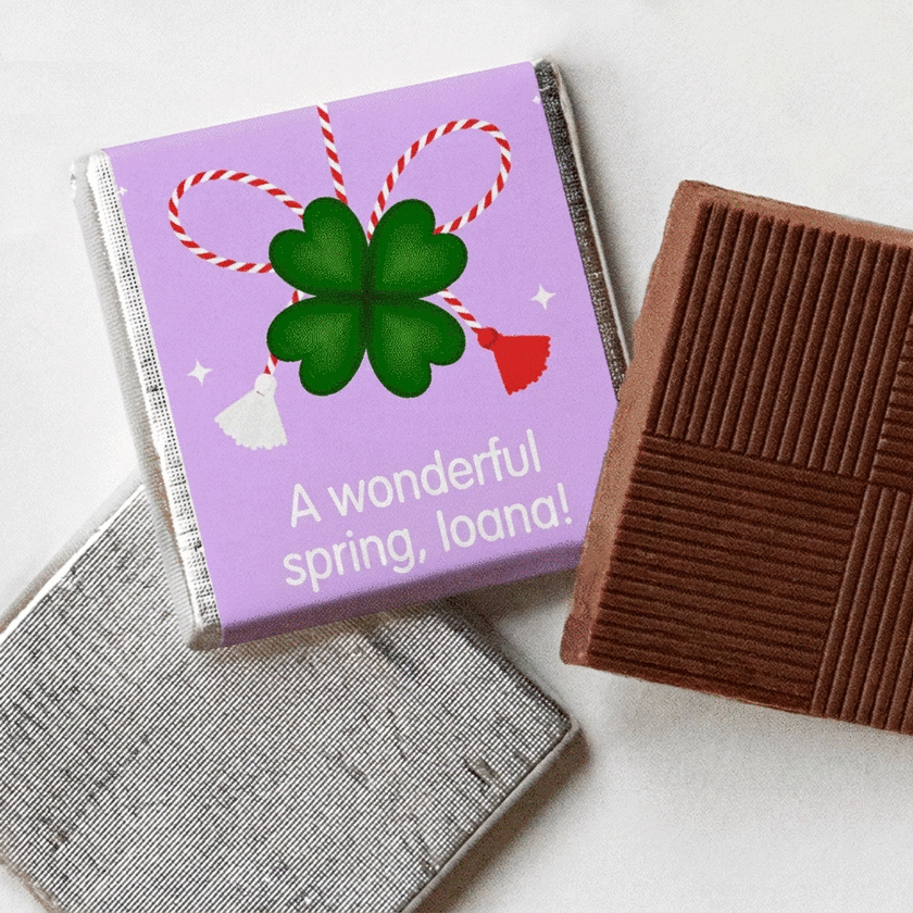 Mini cioccolatino personalizzato con foto e messaggio colorato
