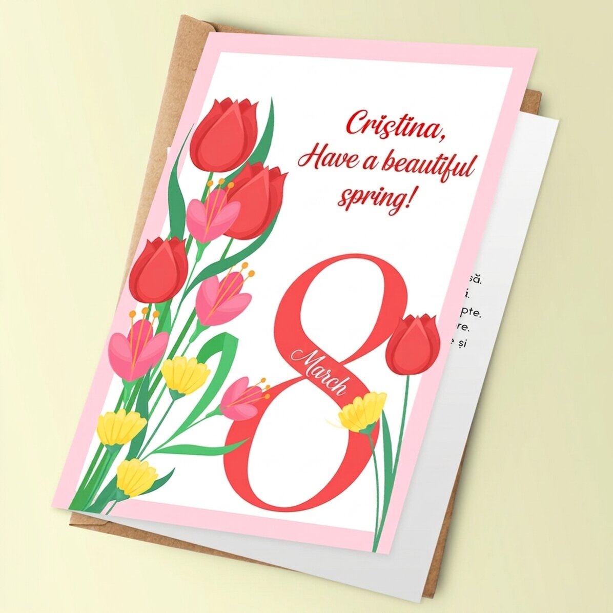 Biglietto di auguri personalizzato con testo - 8 marzo