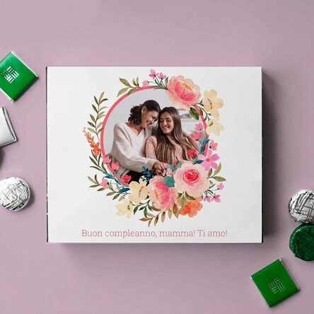 Scatola di cioccolatini personalizzata con testo e foto - Fiori