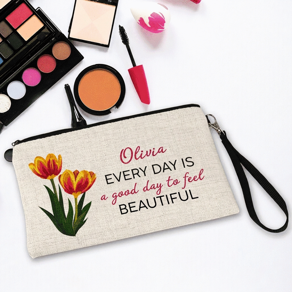 Borsetta personalizzata per accessori con messaggio - Fiori