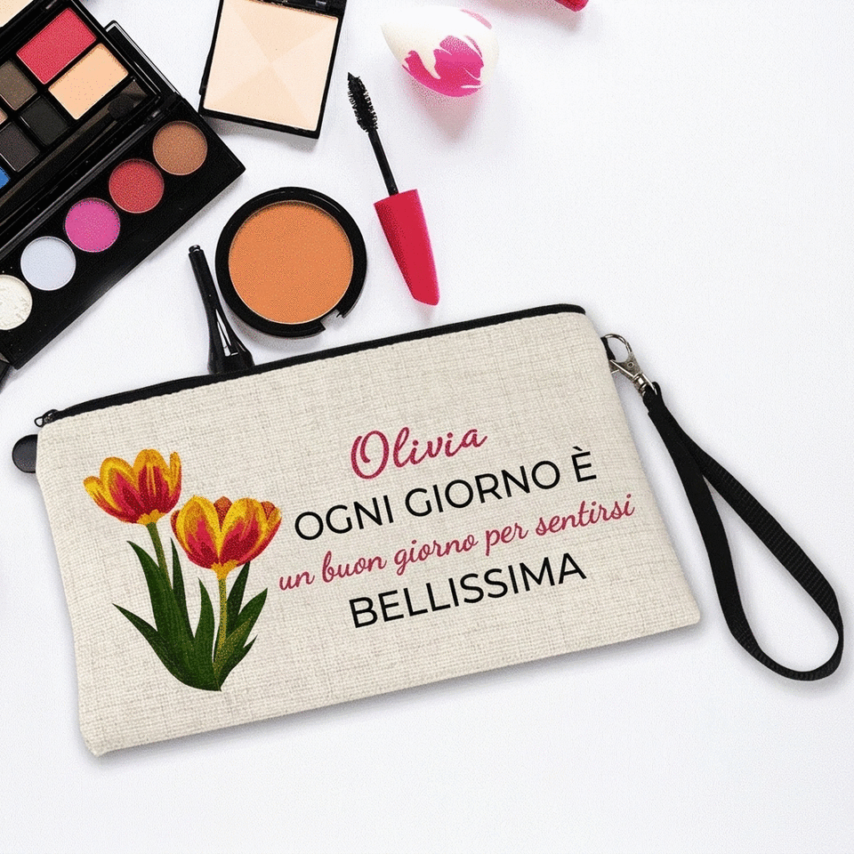 Borsetta personalizzata per accessori con messaggio - Fiori