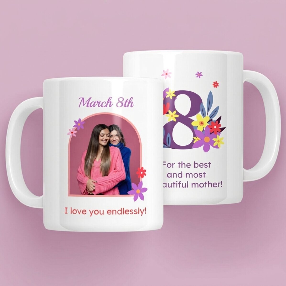 Tazza personalizzata con testo e foto - 8 marzo