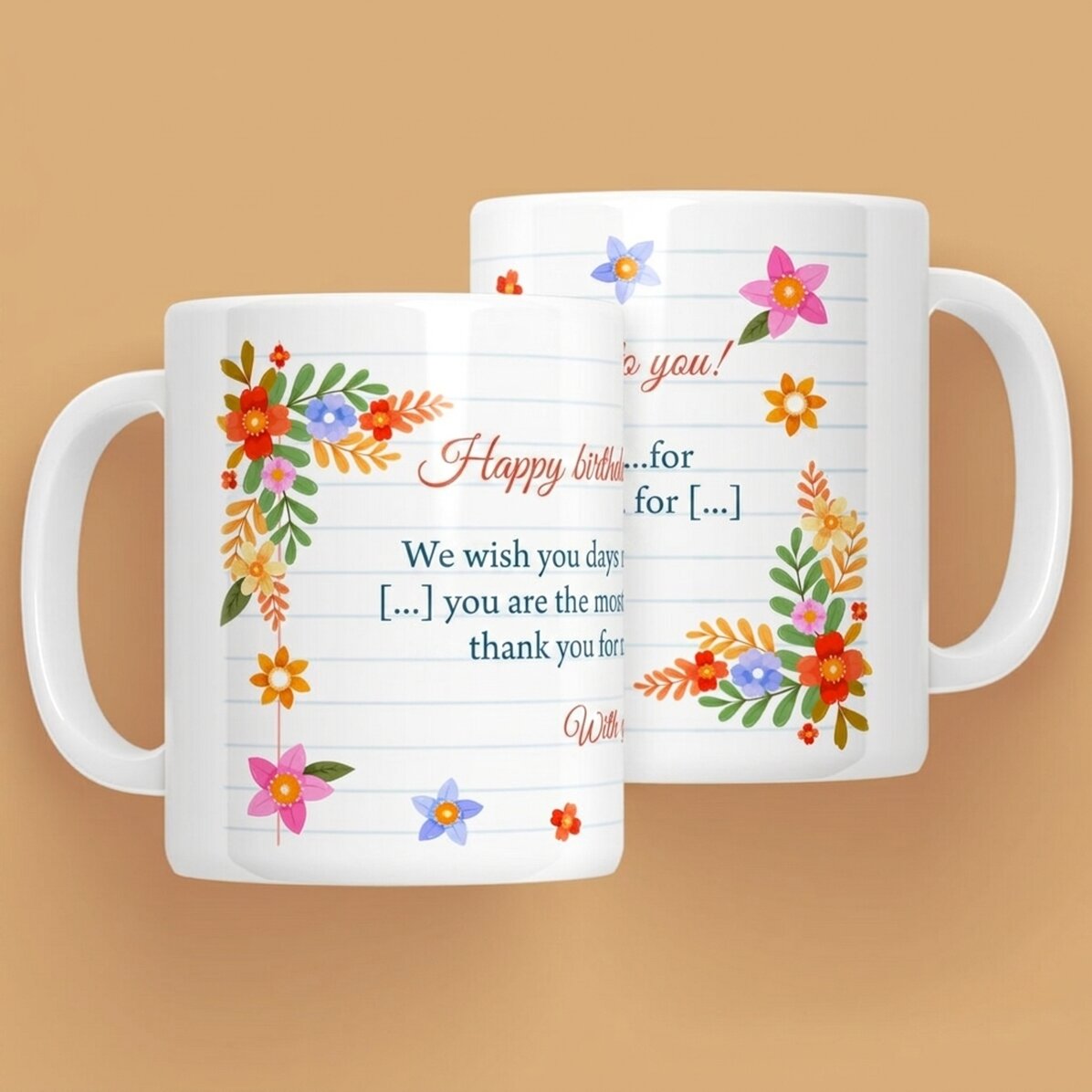 Tazza personalizzata con scritta - Fiori