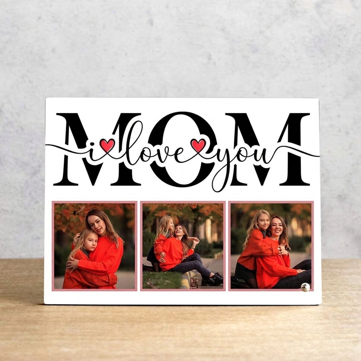 Cornice da scrivania personalizzata con 3 foto - Mom