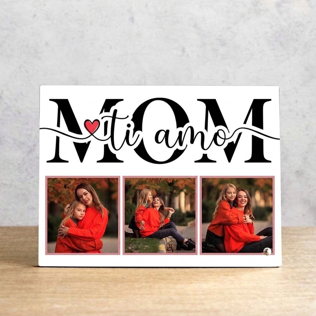 Cornice da scrivania personalizzata con 3 foto - Mom