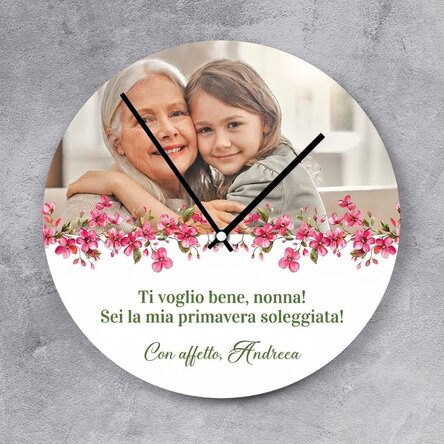 Orologio personalizzato con foto e messaggio - Floral