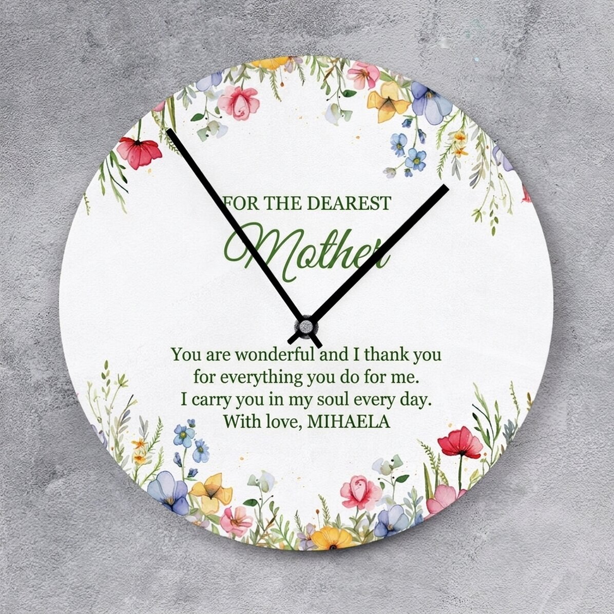 Orologio personalizzato con messaggio di apprezzamento - Floral