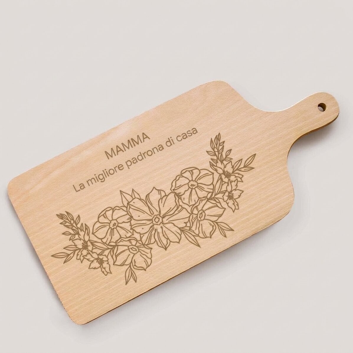 Tagliere personalizzato con messaggio - Motivo floreale