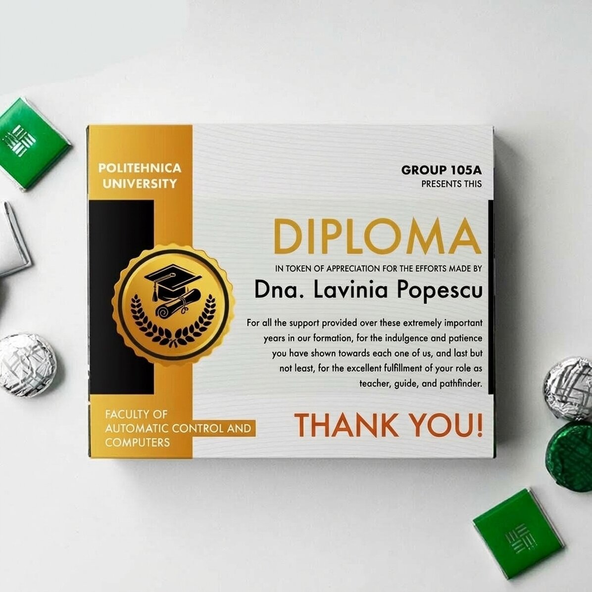 Scatola di cioccolatini personalizzata con messaggio - Attestato per l