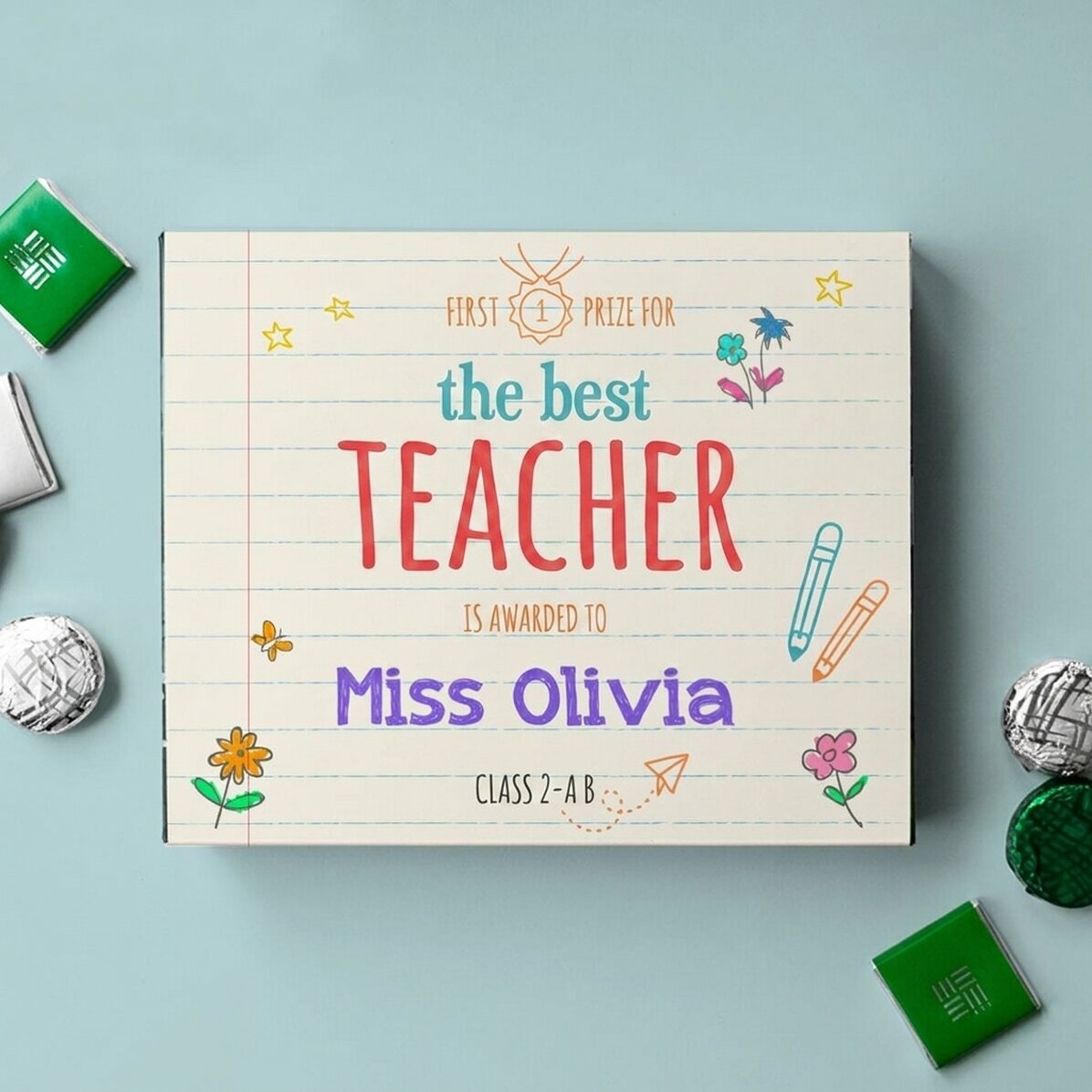 Scatola di cioccolatini personalizzata con messaggio - La migliore maestra