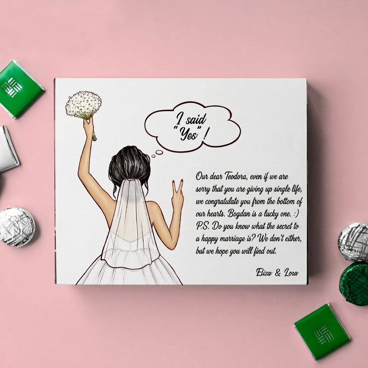 Scatola di cioccolatini personalizzata con messaggio - Futura sposa