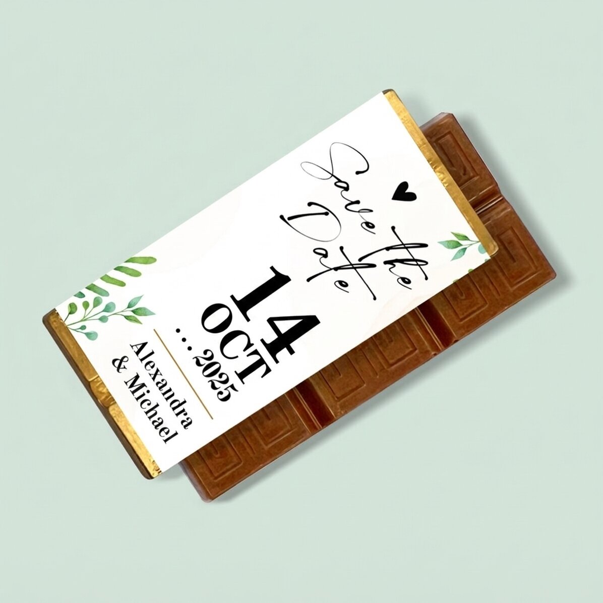 Mini tavoletta di cioccolato personalizzata con messaggio - Save the date