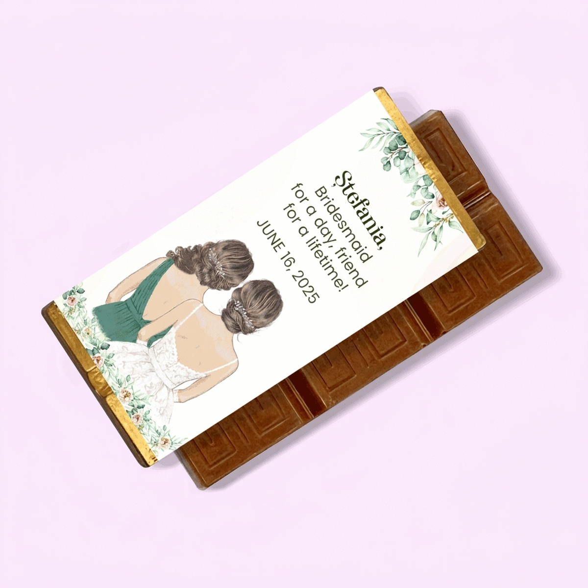Mini tavoletta di cioccolato personalizzata con messaggio - Damigella d