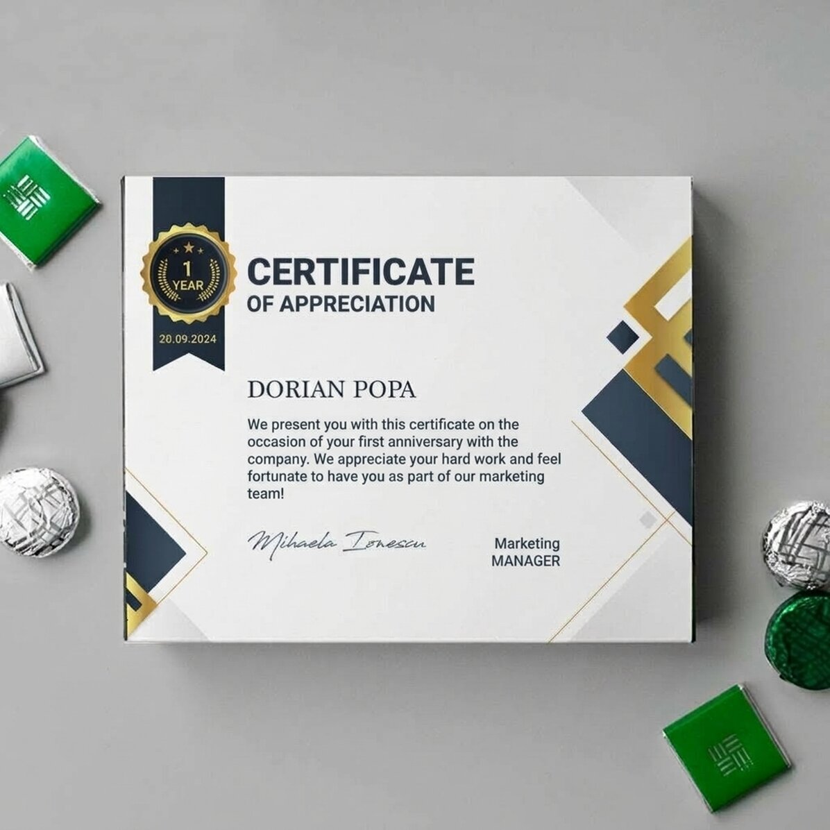 Scatola di cioccolatini personalizzata con messaggio - Riconoscimento per i dipendenti