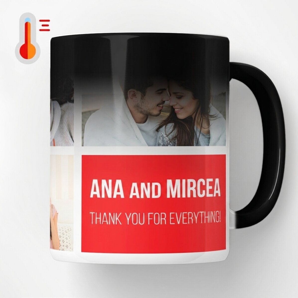 Tazza termosensibile personalizzata con 5 foto e testo