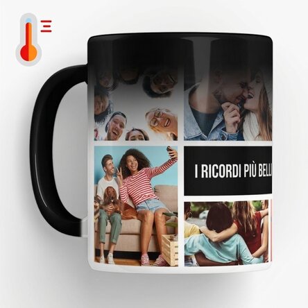 Tazza termosensibile personalizzata con 8 foto e testo - I ricordi più belli