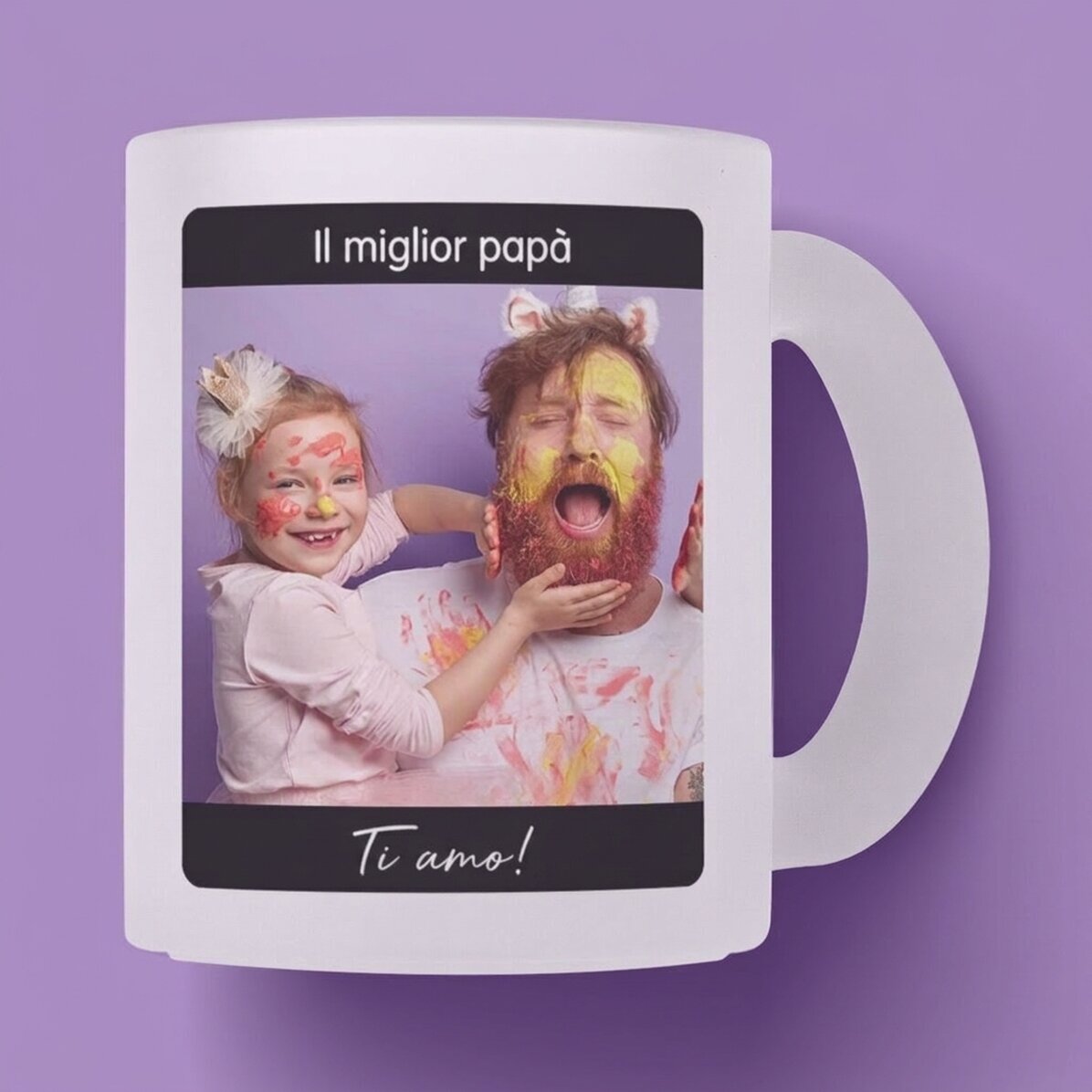Tazza in vetro personalizzata con testo e foto - Il mio eroe
