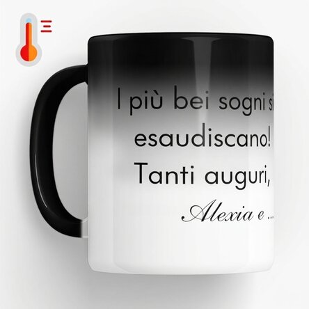 Tazza termosensibile personalizzata con testo - Un messaggio per i propri cari