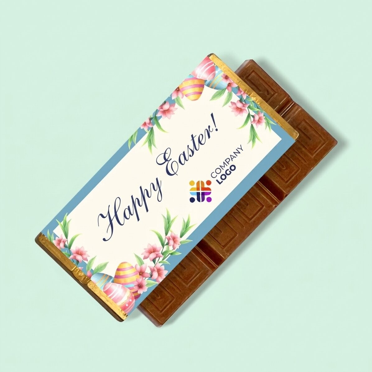 Mini tavoletta di cioccolato personalizzata con logo e messaggio - Buona Pasqua