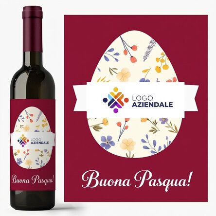 Vino personalizzato con logo e messaggio pasquale
