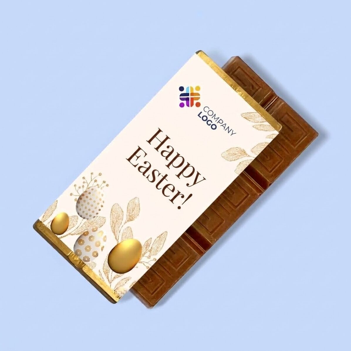 Mini tavoletta di cioccolato personalizzata con logo e messaggio - Gold Easter