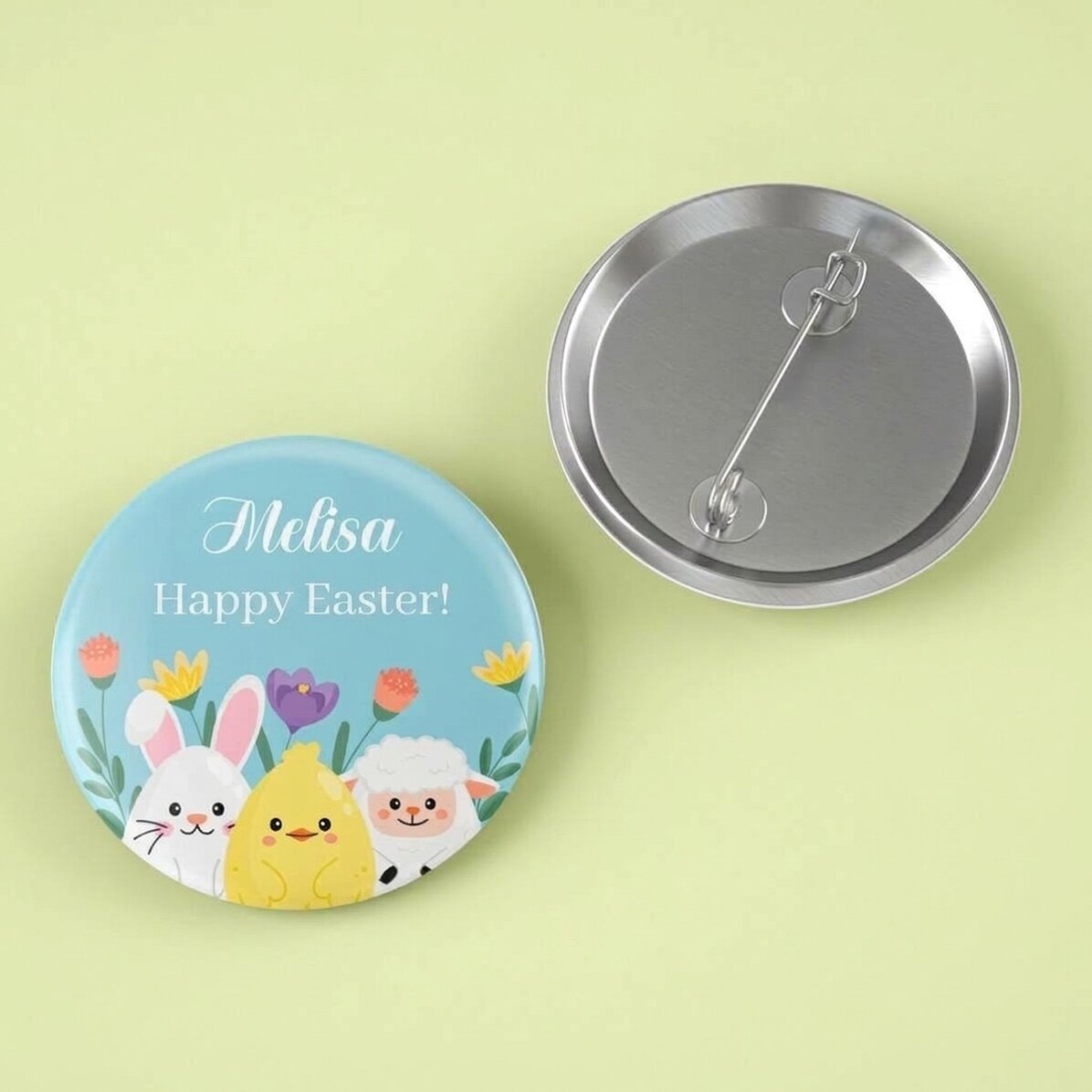 Distintivo personalizzato con messaggio pasquale - Animalute