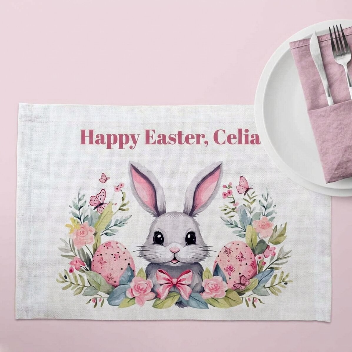 Portapiatto personalizzato con scritta - Coniglietto di Pasqua