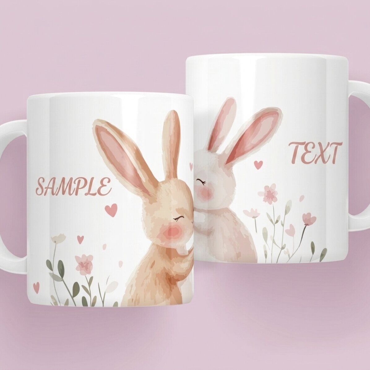 Tazza personalizzata con nome - Coniglietti innamorati
